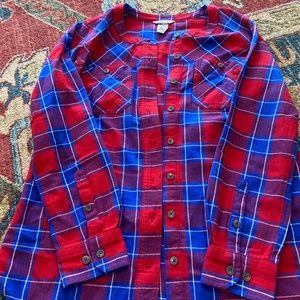 Duluth Trading Flannel Buttondown Collarless